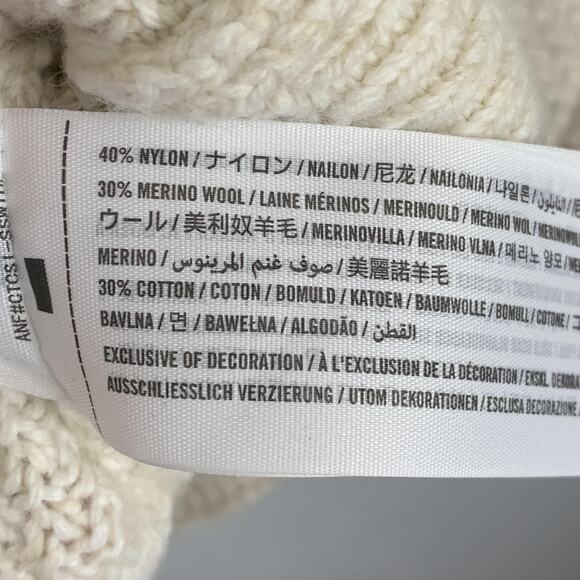 Abercrombie & Fitch Fisherman Sweater Mens 2XL Cream Cable Knit Merino Wool - Picture 6 of 6